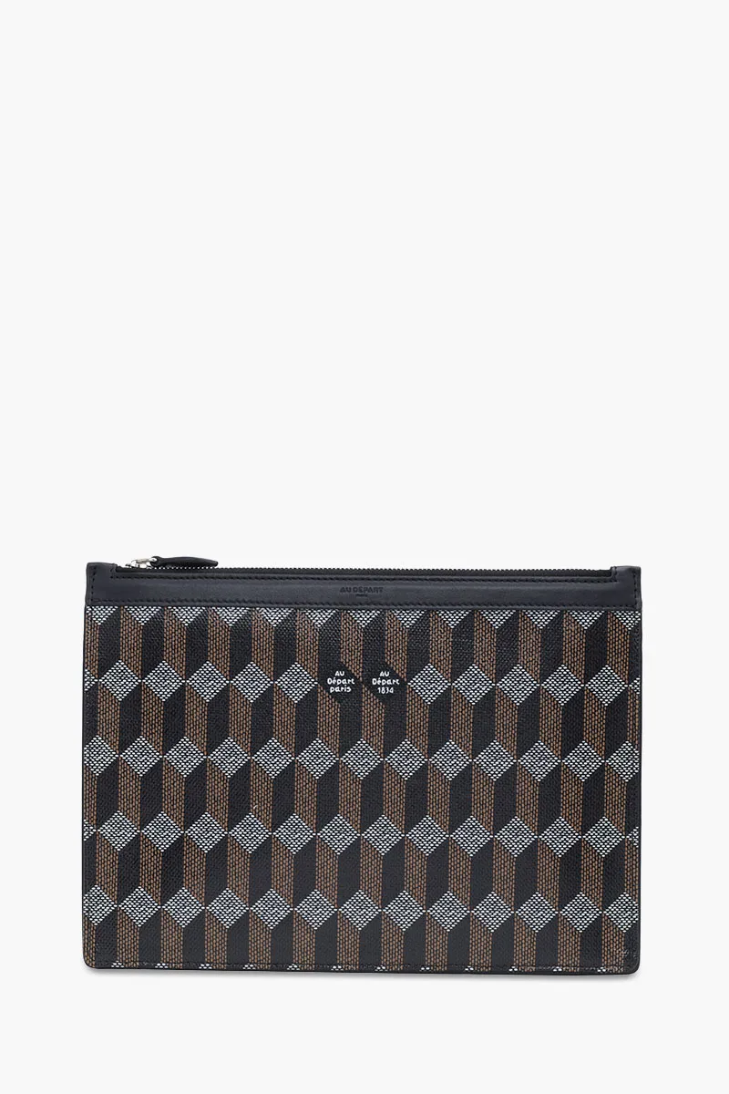 AU DEPART Heritage Monogram CLutch in Black Multicolor Reflective Jacquard 0