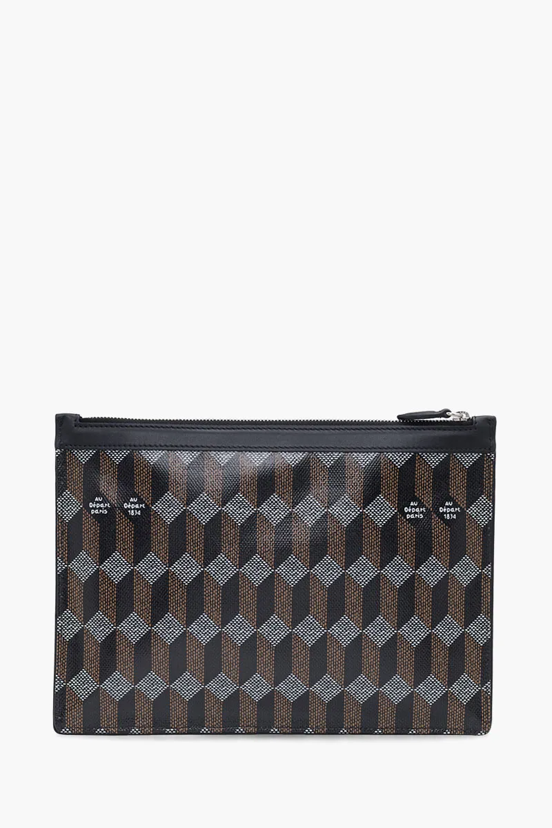 AU DEPART Heritage Monogram CLutch in Black Multicolor Reflective Jacquard 1