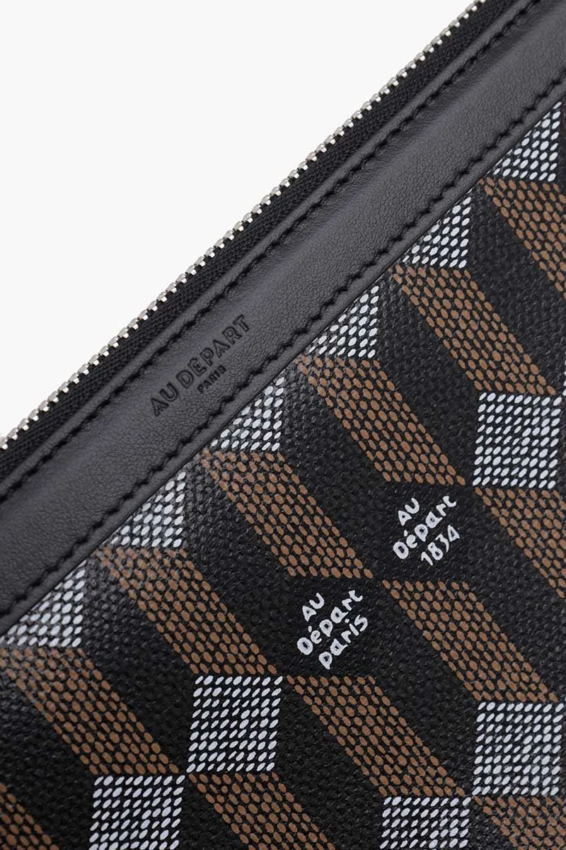 AU DEPART Heritage Monogram CLutch in Black Multicolor Reflective Jacquard 3