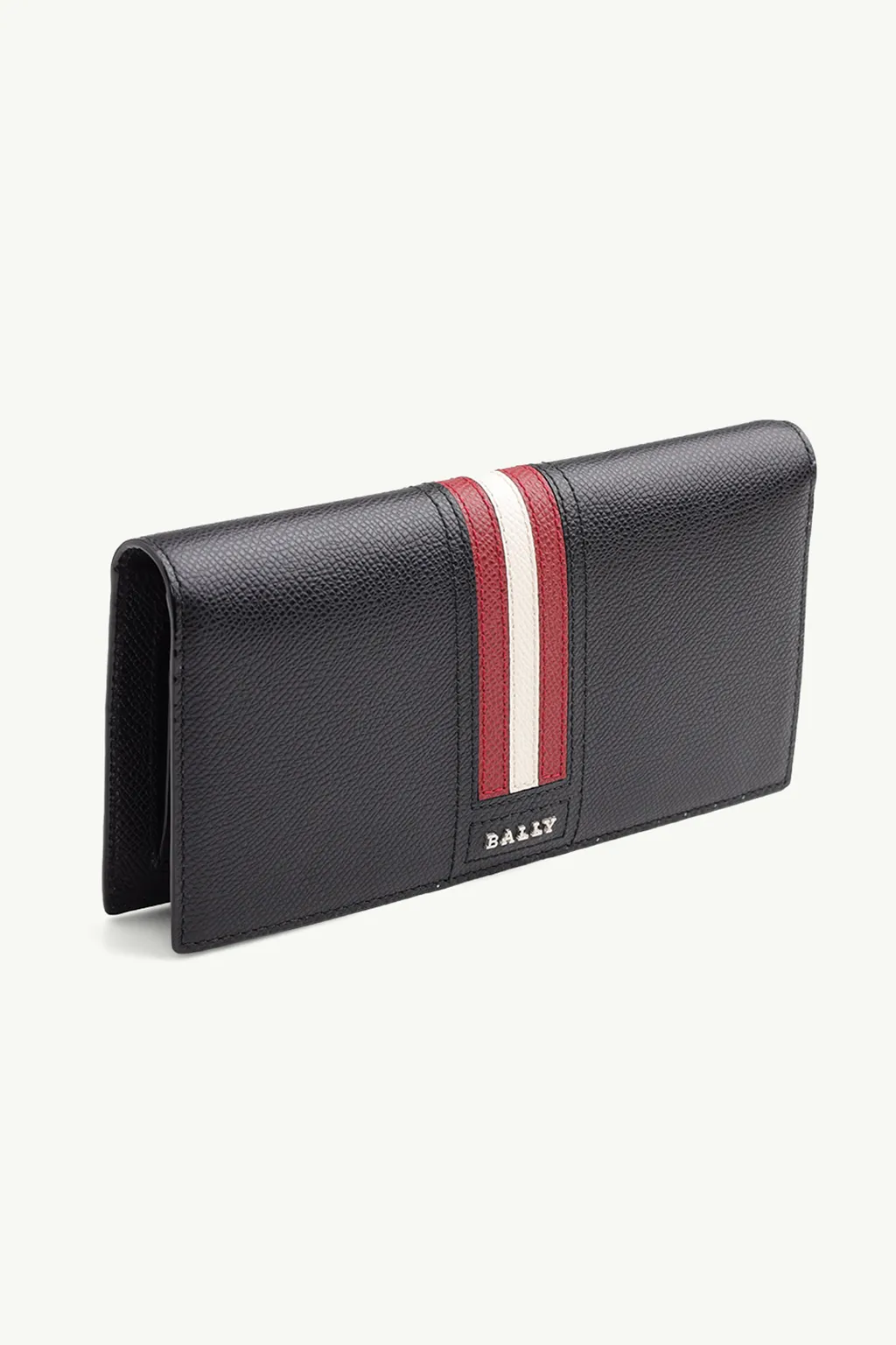 BALLY Tongy Long Wallet in Black with Red/White Stripe 2