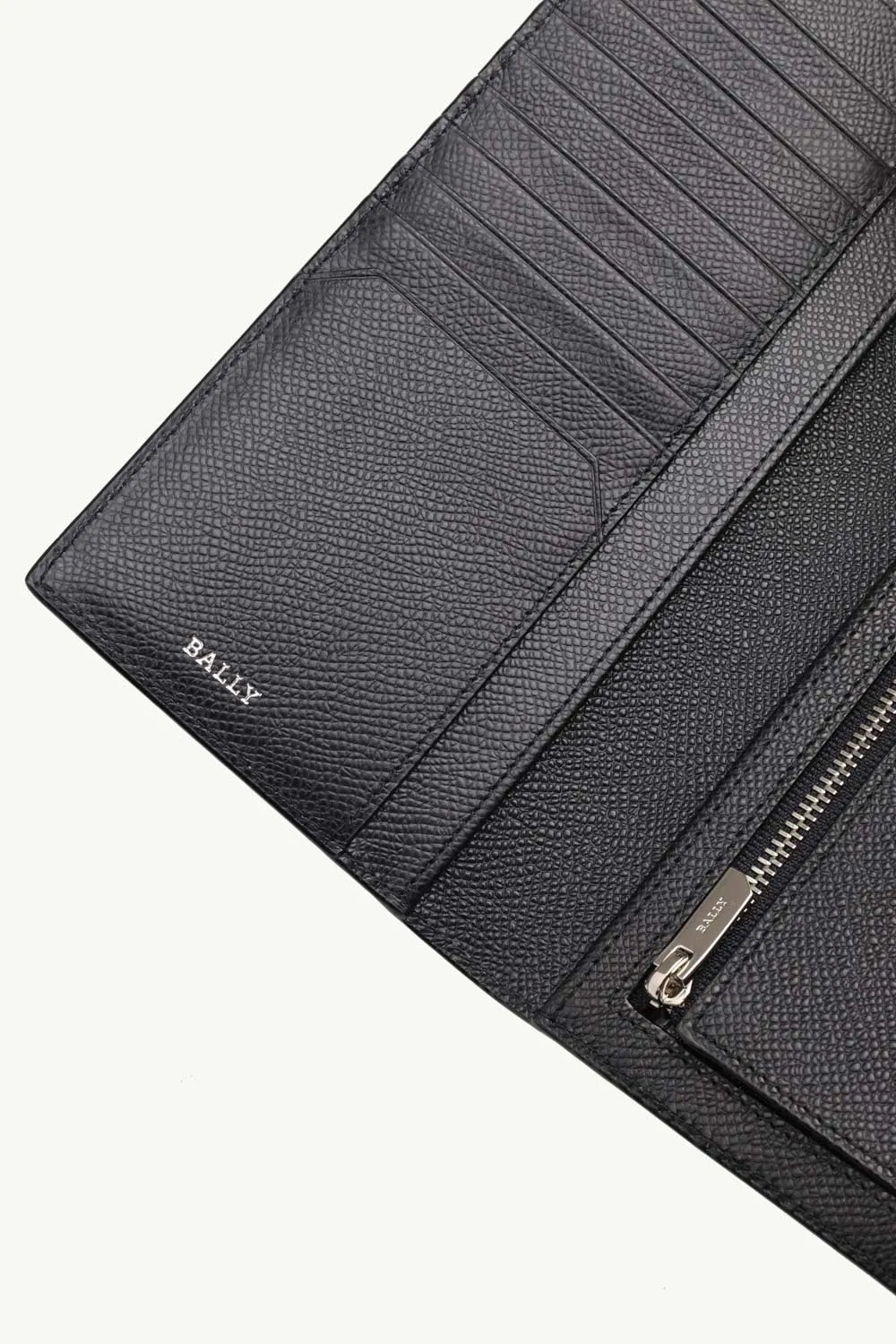 BALLY Tongy Long Wallet in Black with Red/White Stripe 4
