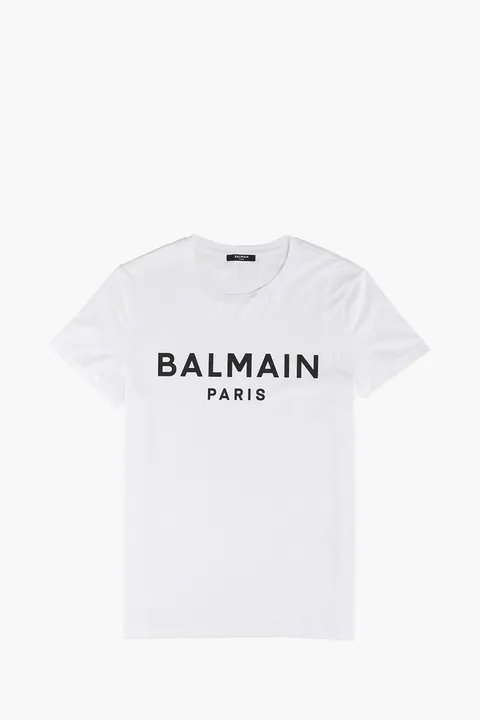 BALMAIN Men Balmain Paris Logo Relaxed Fit T-Shirt in White/Black