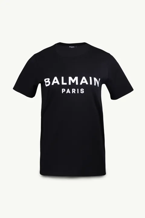 BALMAIN Women Balmain Flocked Logo T-Shirt in Black/White