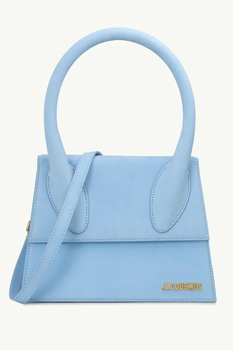 JACQUEMUS Le Grand Chiquito in Light Blue Nubuck Leather