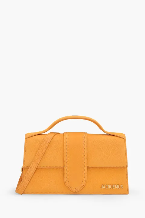 JACQUEMUS Le Bambino Flap Crossbody Bag in Orange Textured Leather