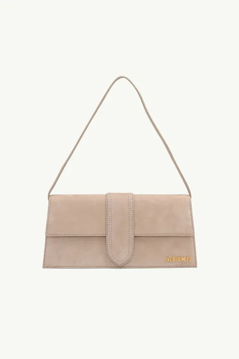 JACQUEMUS Le Bambino Long Bag in Dark Beige Suede