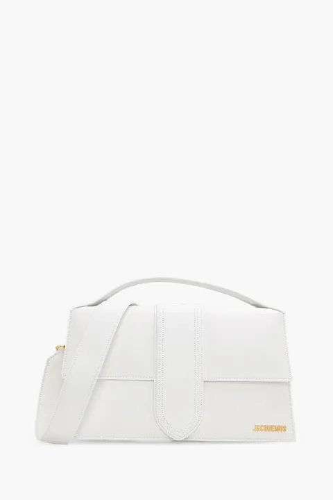JACQUEMUS Le Bambinou Flap Bag in White Smooth Leather