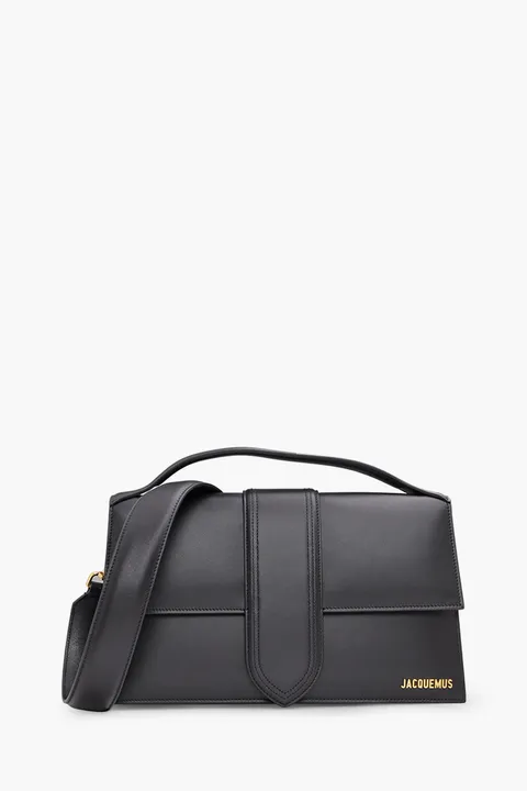 JACQUEMUS Le Bambinou Flap Bag in Black Smooth Leather