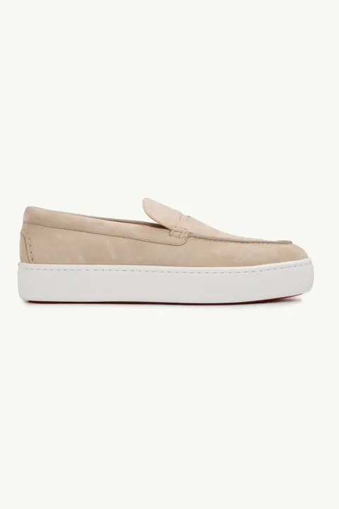 CHRISTIAN LOUBOUTIN Men Paqueboat Loafers in Lime/White Suede