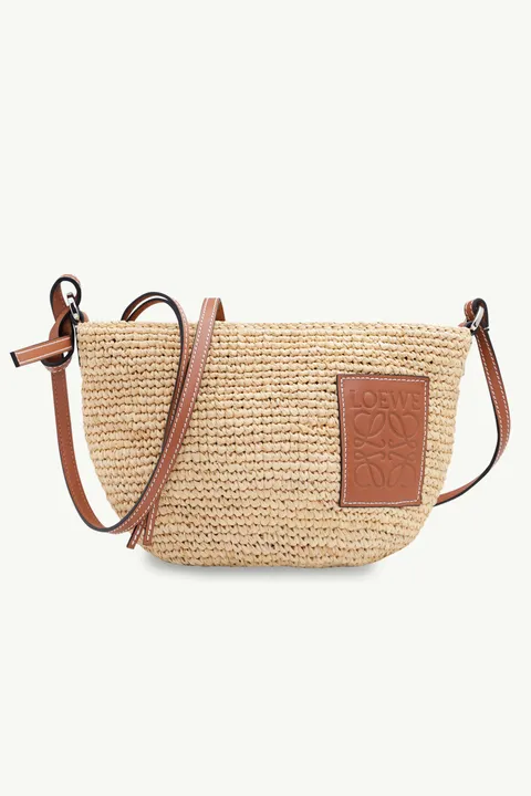 LOEWE Pochette Basket Bag in Natural Raffia/Tan