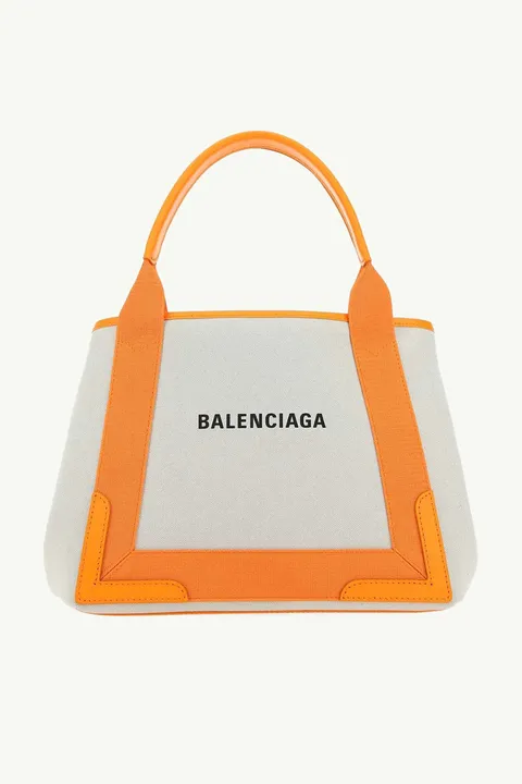 BALENCIAGA Cabas Tote S in Natural/Orange with Logo