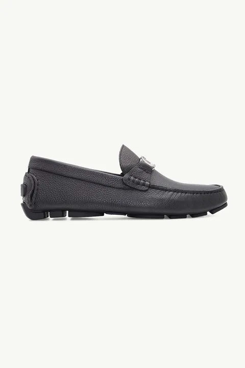 DIOR HOMME CD Icon Buckle Loafers in Black Grained