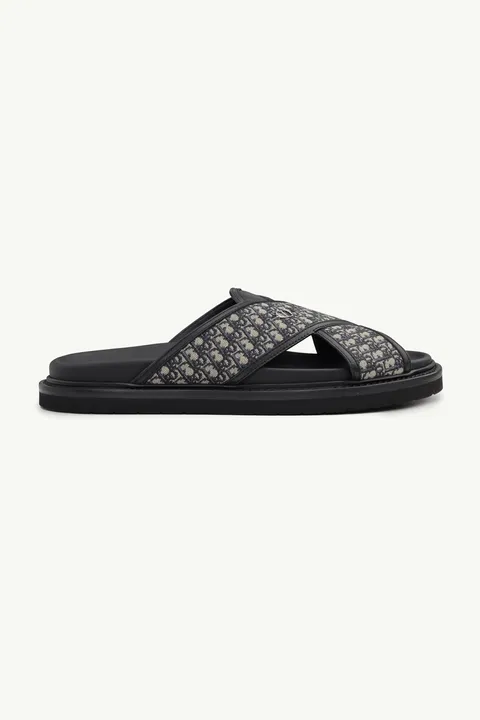 CHRISTIAN DIOR Aqua Oblique Crossover Strap Sandal in Deep Blue Multicolors