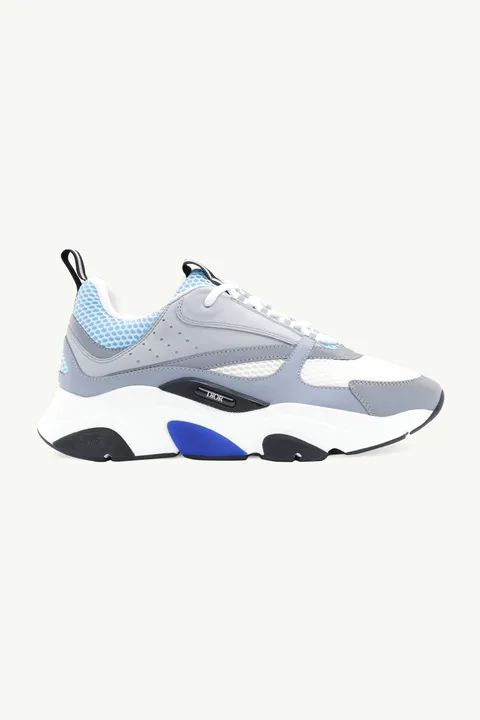 CHRISTIAN DIOR B22 Sneakers in White/Blue/Gray Technical Mesh X Calfskin