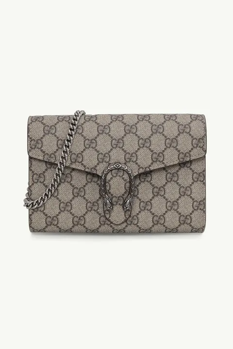 GUCCI Mini GG Supreme Dionysus Wallet on Chain in Beige/Beige