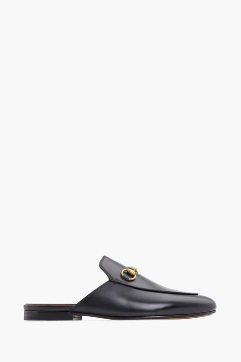 GUCCI Women Princetown Leather Slippers in Black