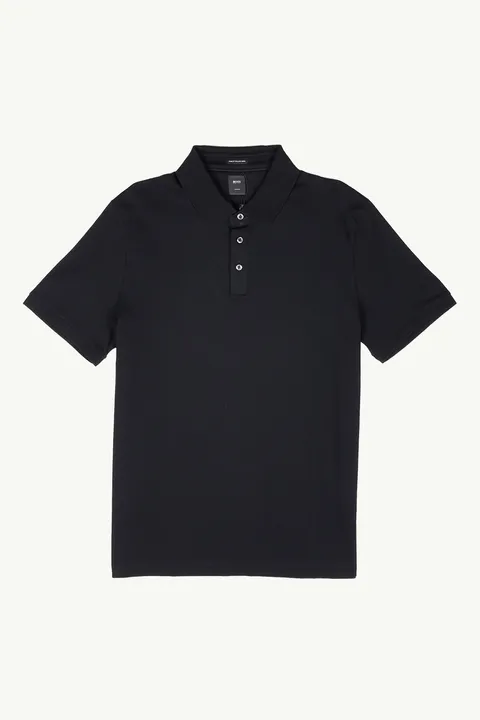 HUGO BOSS Men Regular Fit Polo Shirt in Black Italian Interlock Cotton