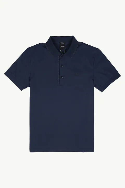 HUGO BOSS Men Slim Fit Paule 4 Polo Shirt in Dark Blue with Logo Placket