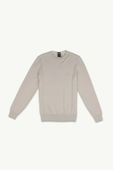 HUGO BOSS Men Pacas-L Reguler Fit Sweater in Cream Pure Cotton with Embroidered Logo