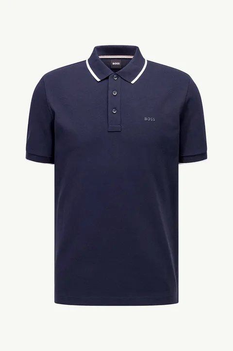 HUGO BOSS Men Parlay 145 Regular Fit Polo Shirt in Dark Blue with Tonal Logo