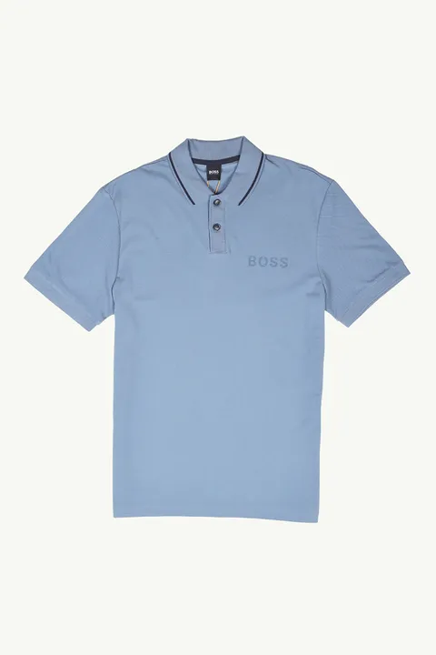 HUGO BOSS Men Tobin_Za Regular Fit Polo Shirt in Blue Cotton-Pique with Metallic Logo