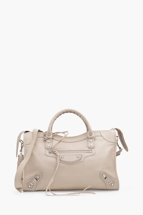 BALENCIAGA Regular Metallic Edge City in Beige Tapioca Cherve (Grained Leather) SHW