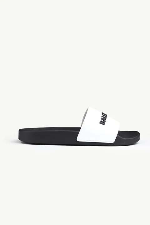BALENCIAGA Men Logo Slides in Black/White