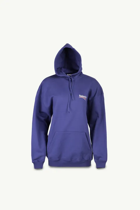 BALENCIAGA Women Medium Political Campaign Logo Sweatshirt in Blue Pacifique