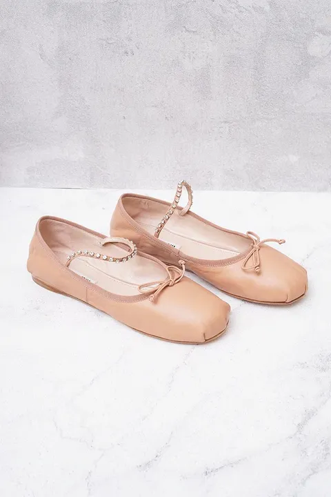 MIU MIU Swarovski Ballerina in Beige with Crystals Strap