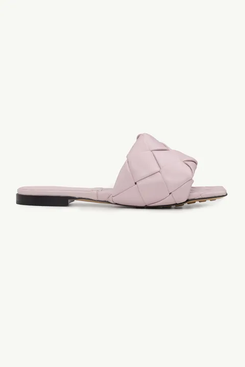 BOTTEGA VENETA BV Lido Woven Flat Sandals in Magnolia