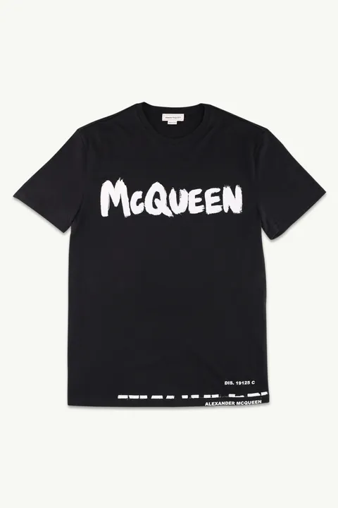ALEXANDER MCQUEEN Men Graffiti Logo T-Shirt in Black/White