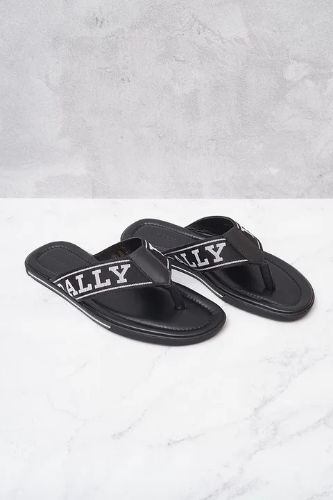 BALLY Men Bally Border Flip Flop Sandals in Black
