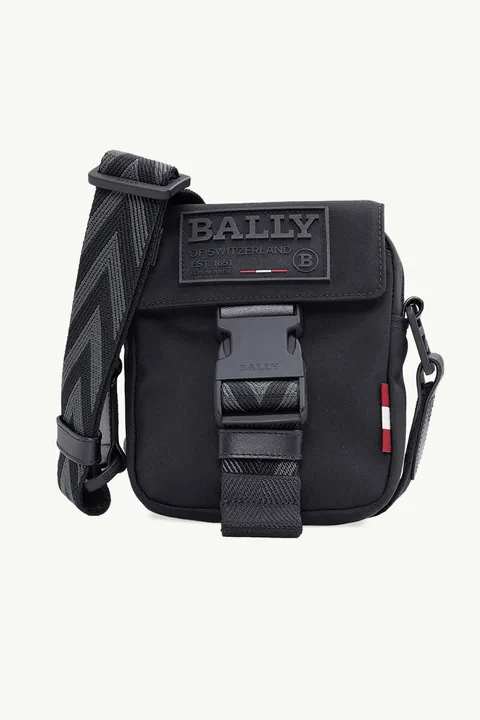 BALLY Men Rady Crossbody Bag in Grey Nylon