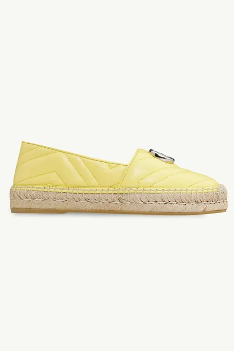 GUCCI Women GG Matelasse Espadrilles in Pastel Yellow SHW