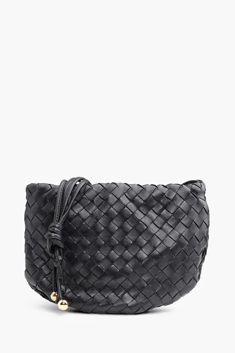 BOTTEGA VENETA Mini Intrecciato Bulb Shoulder Bag in Black