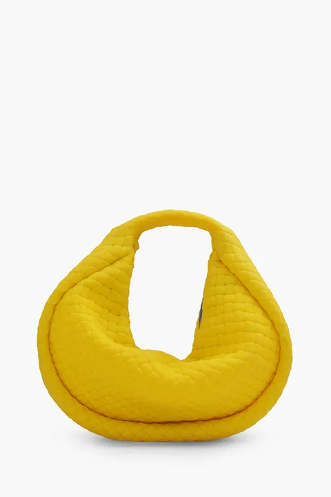 BOTTEGA VENETA Mini Padded Intreccio Top Handle Bag in Lemon Rubber
