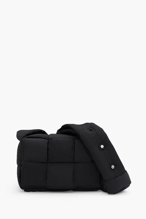BOTTEGA VENETA Mini Padded Intreccio Crossbody Bag in Black Nylon