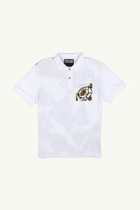 VERSACE JEANS COUTURE Men Garland Print Polo Shirt in White