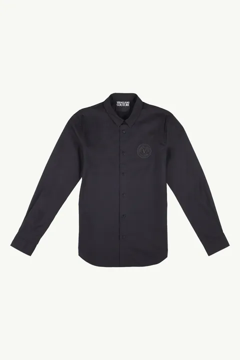 VERSACE JEANS COUTURE Men V Emblem Long Sleeved Shirt in Black