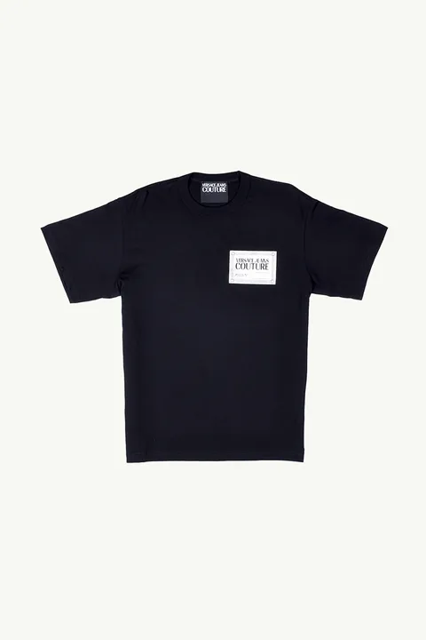 VERSACE JEANS COUTURE Men Piece Number Logo T-Shirt in Black/Silver