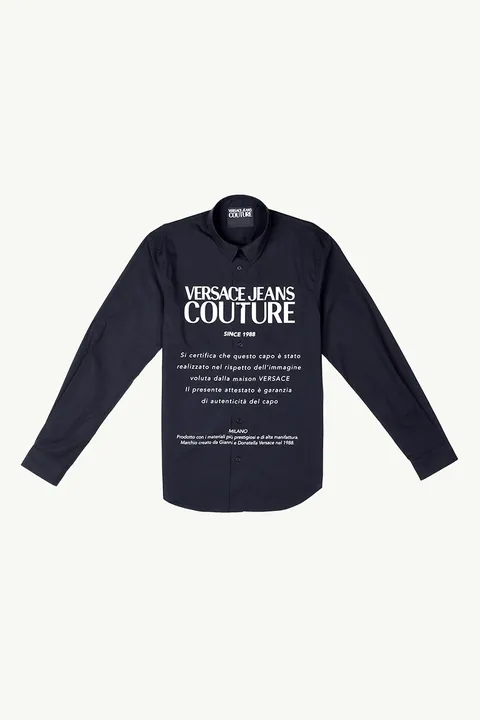 VERSACE JEANS COUTURE Men S Print Warranty Long Sleeves Shirt in Black