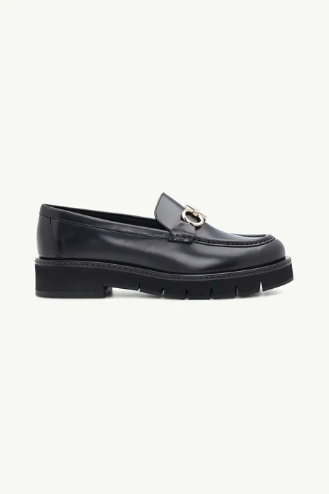 SALVATORE FERRAGAMO Women Gancini Heel 2cm Loafer in Black Calf Leather