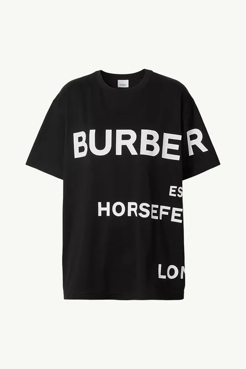 BURBERRY Women Horseferry Print Oversized T-Shirt in Black