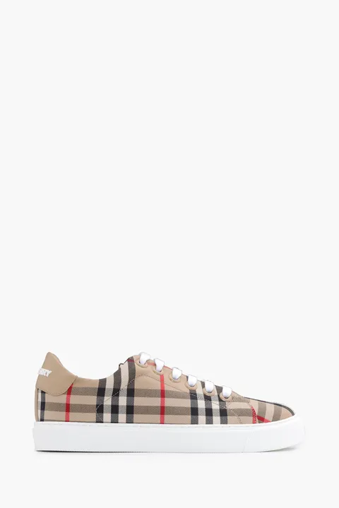 BURBERRY Women Vintage Check Leather Sneakers in Archive Beige