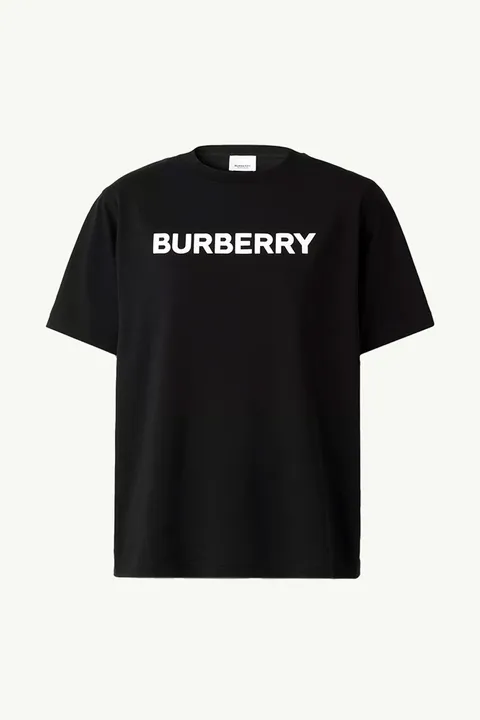 BURBERRY Women Logo Print Cotton Regular Fit T-Shirt in Black