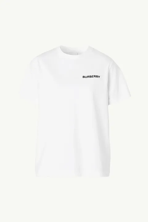 BURBERRY Women Margot Monogram Motif Cotton T-Shirt in White