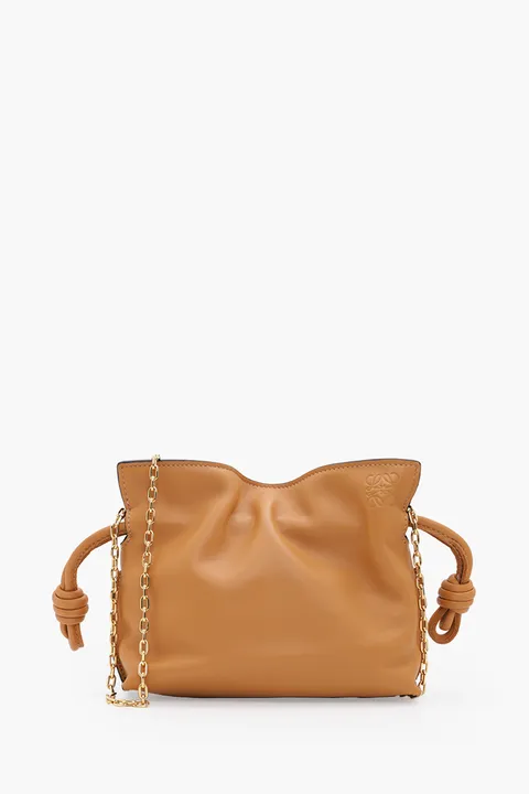 LOEWE Nano Flamenco Clutch on Chain in Warm Desert Calfskin