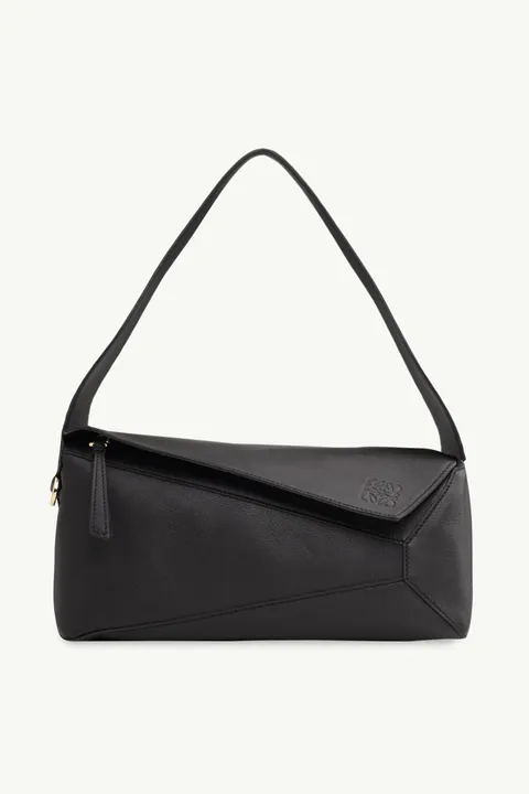 LOEWE Medium Puzzle Hobo Bag in Black Nappa Calfskin