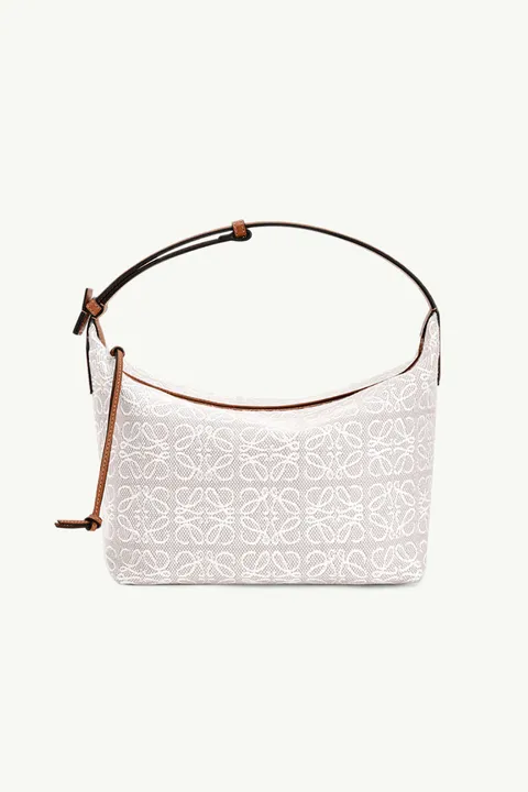 LOEWE Cubi Bag in Ecru/Tan Anagram Jacquard and Calfskin