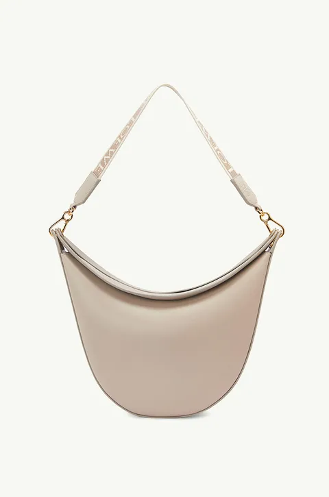 LOEWE Luna Hobo Bag in Light Oat Satin Calf with Jacquard Strap